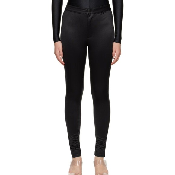 Skims High Rise Skinny Disco Pants Pockets Onyx Black Contemporary Size XSmall - Picture 4 of 5